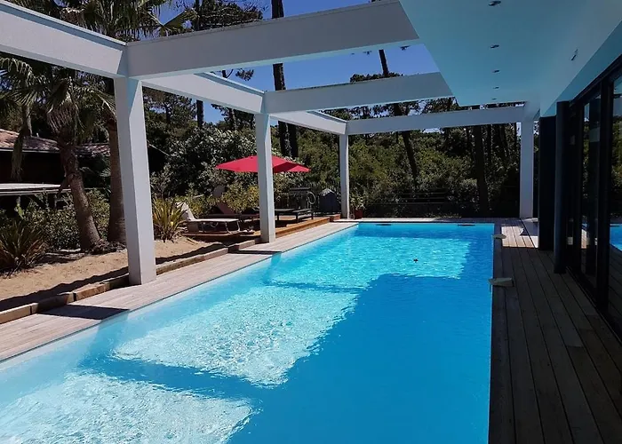 California Piscine Chauffée 14x4m Moulleau Abatilles 10 Pers Villa