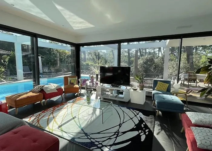 California Piscine Chauffée 14x4m Moulleau Abatilles 10 Pers Villa *