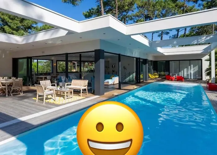 California Piscine Chauffée 14x4m Moulleau Abatilles 10 Pers *